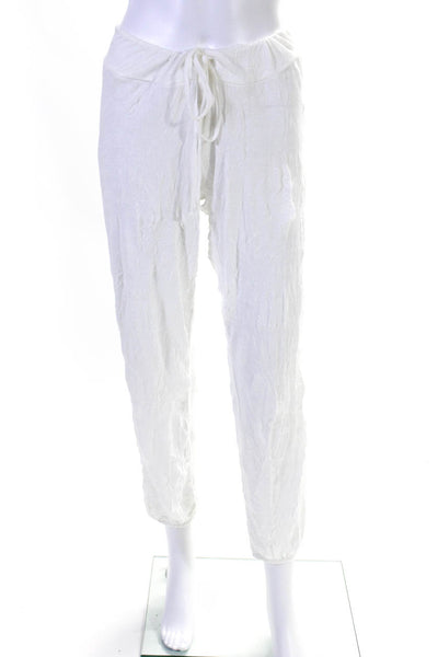 Letarte Handmade Womens Sheer Drawstring Waist Casual Pants White Size S