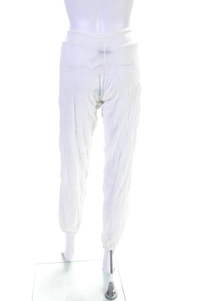 Letarte Handmade Womens Sheer Drawstring Waist Casual Pants White Size S