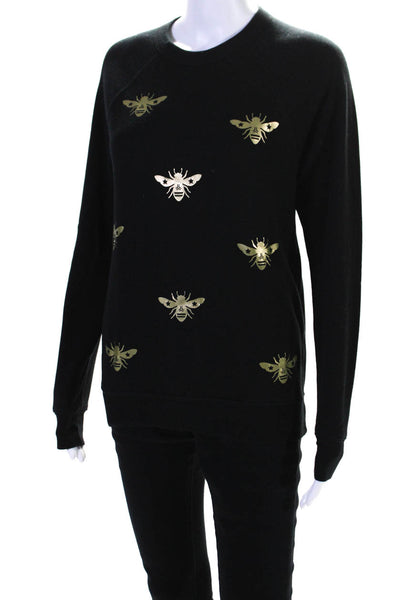 Ultracor Womens Knit Bee Printed Crew Neck Sweatshirt Pullover Black Size XS