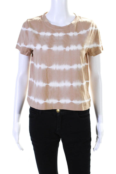 Intermix Womens Jersey Knit Tie Dye Short Sleeve Crop Tee T-Shirt Brown Size S