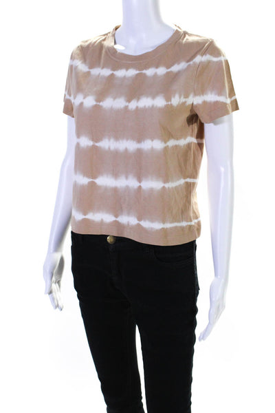 Intermix Womens Jersey Knit Tie Dye Short Sleeve Crop Tee T-Shirt Brown Size S