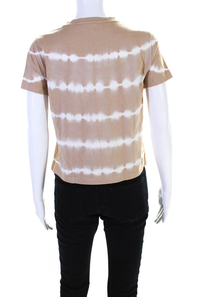 Intermix Womens Jersey Knit Tie Dye Short Sleeve Crop Tee T-Shirt Brown Size S