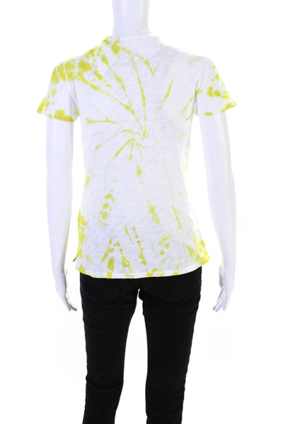 ATM Womens Jersey Knit Tie Dye Short Sleeve Tee T-Shirt White Green Size XS