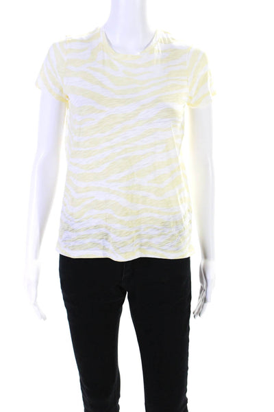 Goldie Womens Cotton Jersey Knit Striped Crew Neck Tee T-Shirt Yellow Size XS