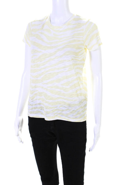 Goldie Womens Cotton Jersey Knit Striped Crew Neck Tee T-Shirt Yellow Size XS