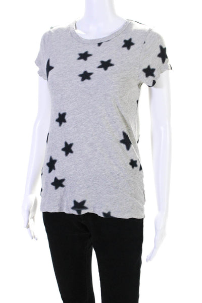 Pam & Gela Womens Jersey Knit Star Printed Crew Neck Tee T-Shirt Gray Size S