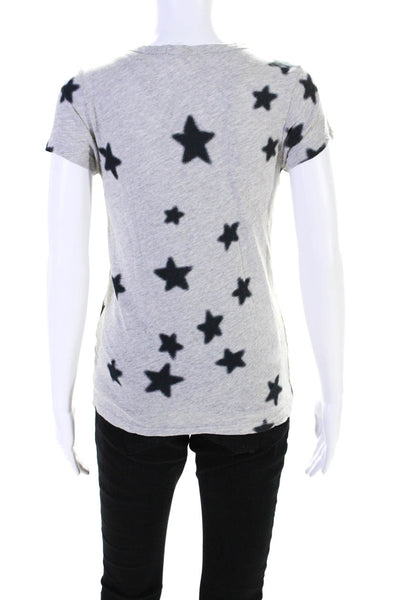 Pam & Gela Womens Jersey Knit Star Printed Crew Neck Tee T-Shirt Gray Size S