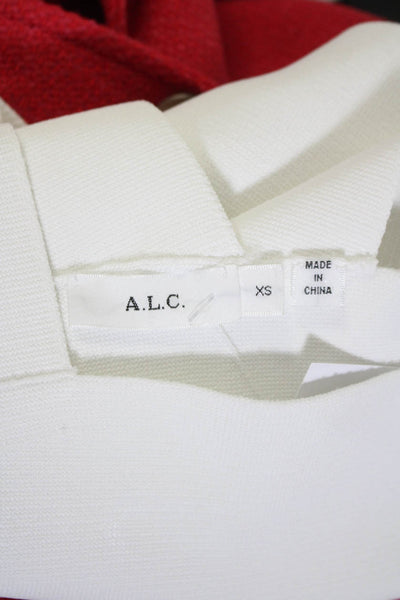 A.L.C. Womens Solid White Square Neck Sleeveless Crop Blouse Top Size XS