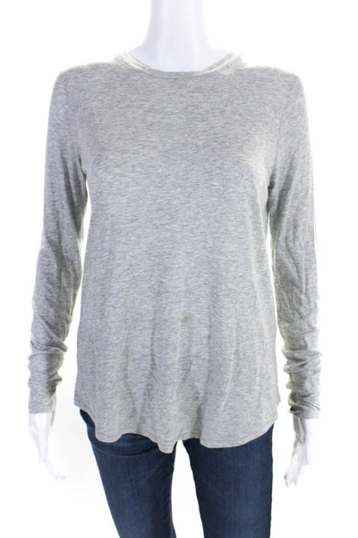 Vince Womens Round Neck Long Sleeve Casual Pullover T-Shirt Gray Size XS