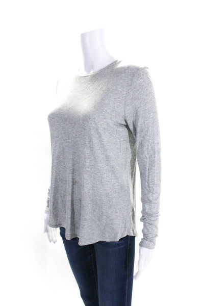 Vince Womens Round Neck Long Sleeve Casual Pullover T-Shirt Gray Size XS