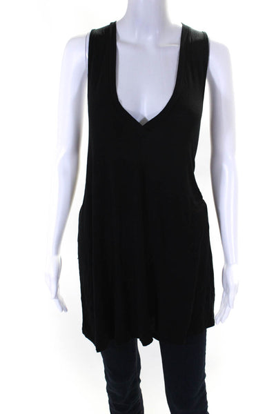 Riller & Fount Womens Jersey Knit V-Neck Sleeveless Tunic Tank Top Black Size 0