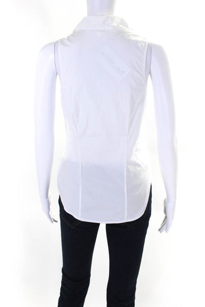 Veronica Beard Womens Button Tie Front Collared Shirt White Cotton Size 0