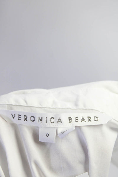 Veronica Beard Womens Button Tie Front Collared Shirt White Cotton Size 0