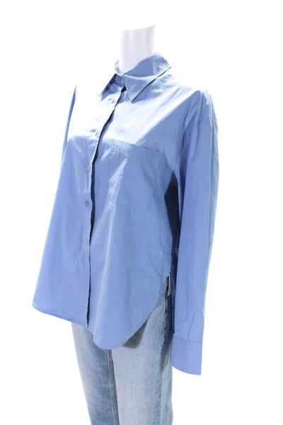 Frankie Shop Womens Long Sleeves Button Down Shirt Blue Organic Cotton Size Medi