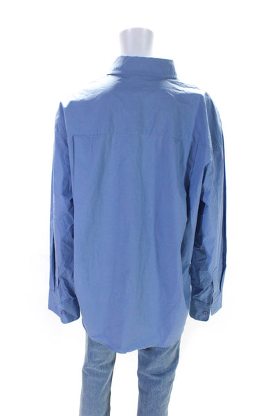 Frankie Shop Womens Long Sleeves Button Down Shirt Blue Organic Cotton Size Medi