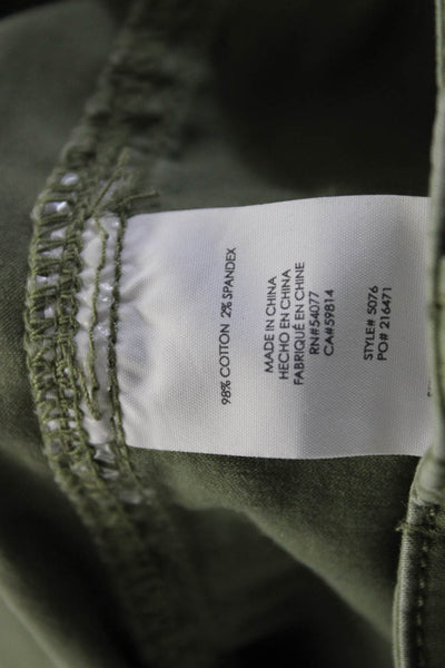 Cabi Womens Cotton Buttoned Zipped Ruched Hem Cargo Jogger Pants Green Size 2