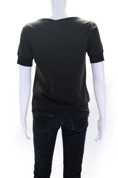 Aalto Womens Cotton Gender Equality Embroidery Crewneck T-Shirt Black Size 36