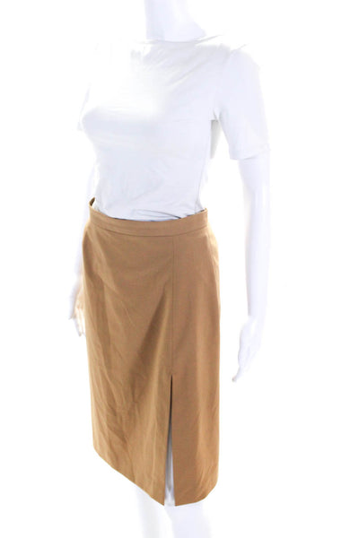 Hugo Buscati Womens Front Slit A Line Knee Length Skirt Acorn Brown Size 4