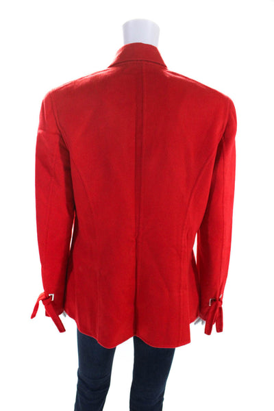 Escada Womens Wool Fleece Notched Collar Long Sleeve Blazer Jacket Red Size 38