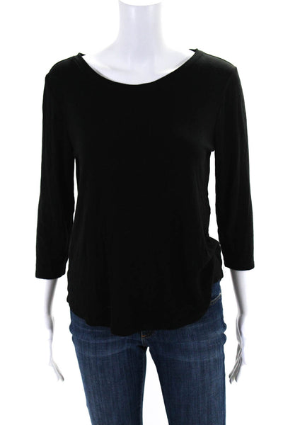 Liverpool Los Angeles Womens Round Neck Ribbed Long Sleeve Top Black Size XS