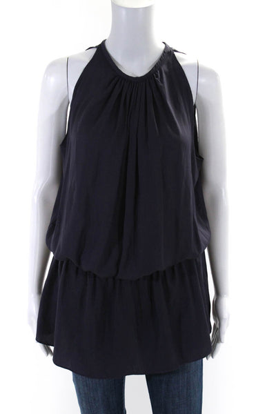Dance & Marvel Womens Round Neck Ruched Sleeveless Blouson Top Purple Size S