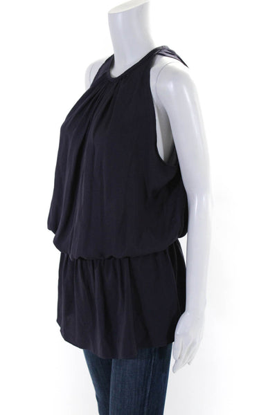 Dance & Marvel Womens Round Neck Ruched Sleeveless Blouson Top Purple Size S