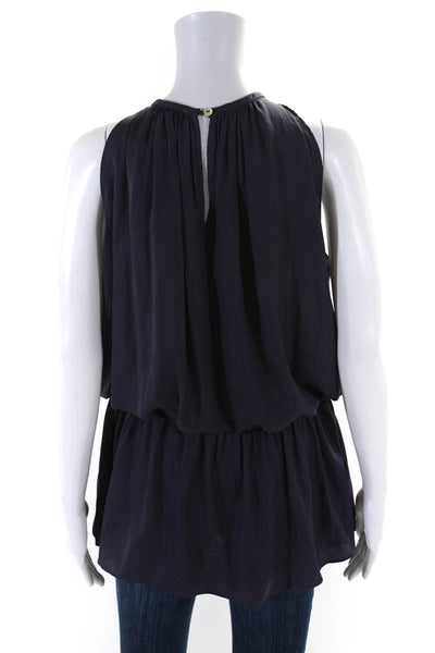 Dance & Marvel Womens Round Neck Ruched Sleeveless Blouson Top Purple Size S