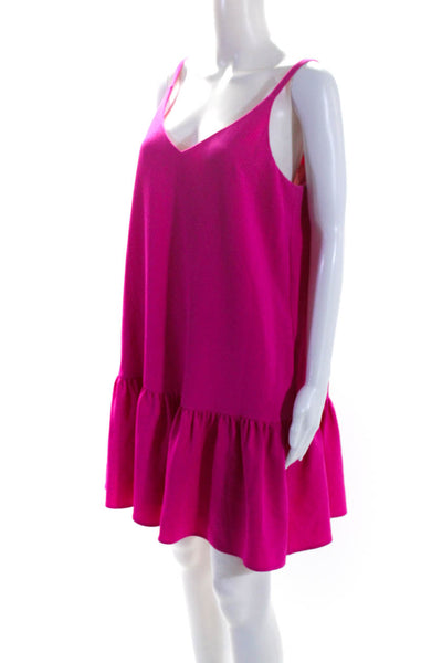 Trina Turk Womens Round Neck Zip Sleeveless A-Line Drop Waist Dress Pink Size 12