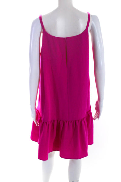 Trina Turk Womens Round Neck Zip Sleeveless A-Line Drop Waist Dress Pink Size 12