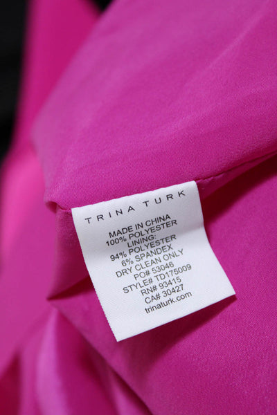 Trina Turk Womens Round Neck Zip Sleeveless A-Line Drop Waist Dress Pink Size 12