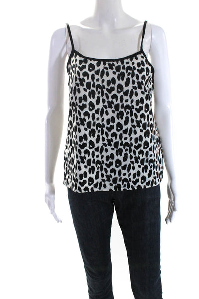 MINKPINK Womens Animal Print Square Neck Sleeveless Tank Top Blouse White Size L