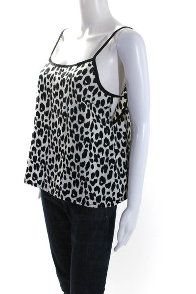 MINKPINK Womens Animal Print Square Neck Sleeveless Tank Top Blouse White Size L