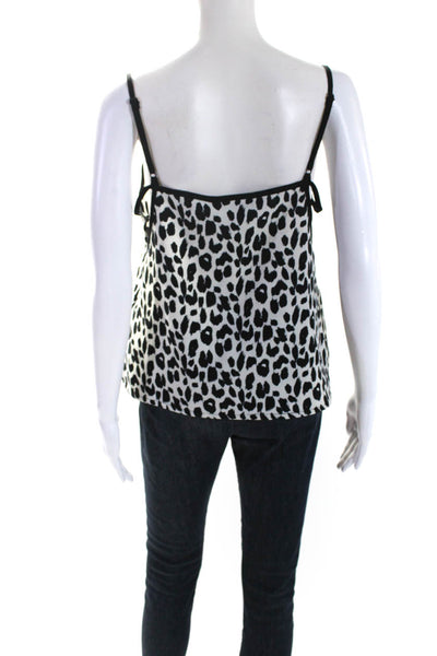 MINKPINK Womens Animal Print Square Neck Sleeveless Tank Top Blouse White Size L