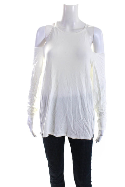 Marc New York Performance Womens Cold Shoulder Long Sleeve Top White Size L