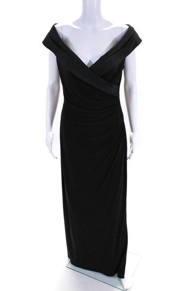 Lauren Ralph Lauren Womens Sleeveless Ruched Evening Gown Black Size 12