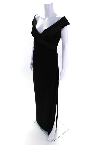 Lauren Ralph Lauren Womens Sleeveless Ruched Evening Gown Black Size 12