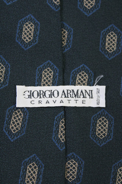 Giorgio Armani Mens Classic Width Plaid Silk Tie Brown Gray