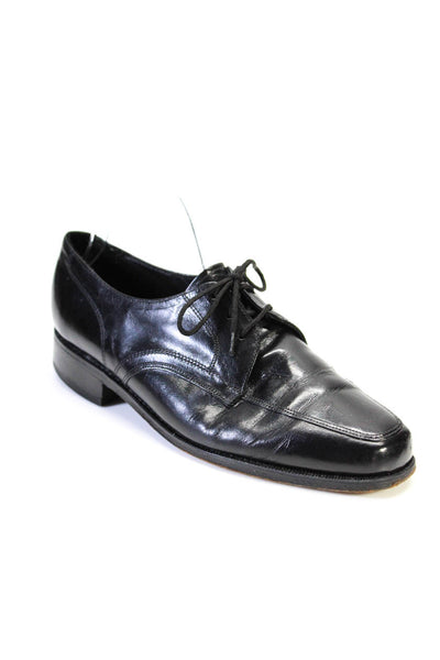 Florsheim Mens Leather Apron Toe Lace Up Cuban Heel Derby Shoes Black Size 8US