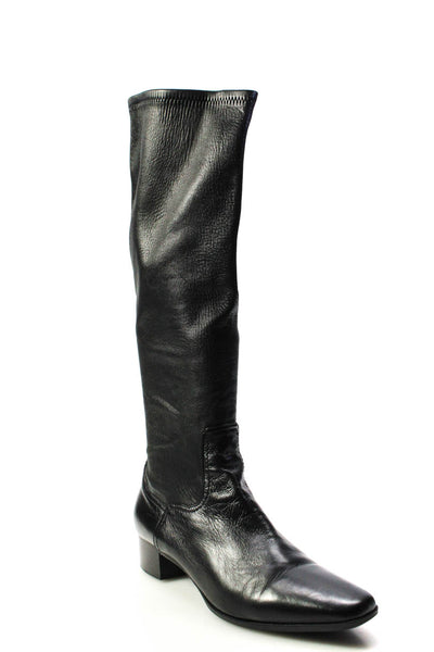 Cole Haan Womens Slip On Block Heel Knee High Boots Black Leather Size 8.5