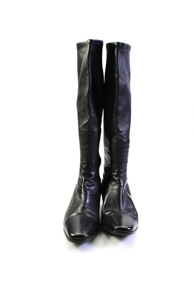 Cole Haan Womens Slip On Block Heel Knee High Boots Black Leather Size 8.5