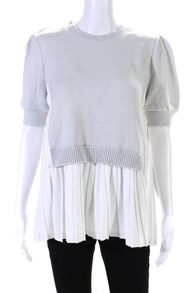 Adeam Womens Puffy Short Sleeves Sweater Ellsworth Sweater Grey Size Small