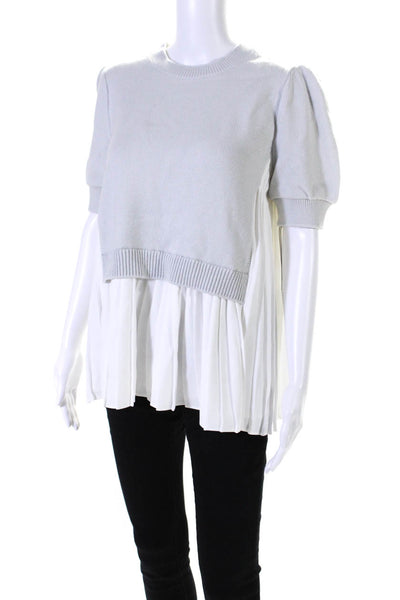 Adeam Womens Puffy Short Sleeves Sweater Ellsworth Sweater Grey Size Small