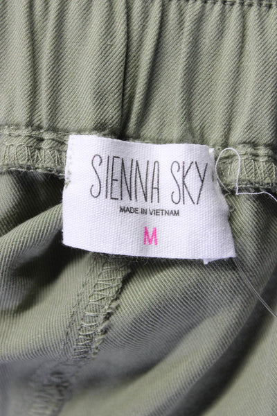 Sienna Sky Womens Cotton Full Buttoned Darted Ruched Straight Pants Green Size M