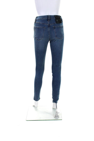 Rag & Bone Jean Womens Cotton Mid Rise Skinny Leg Ankle Jeans Navy Blue Size 25