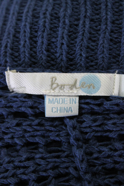 Boden Womens Long Sleeve Open Knit Cardigan Sweater Blue Cotton Size Medium