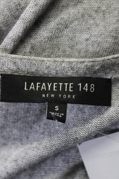 Lafayette 148 New York Womens Front Zip Knit Suede Mixed Media Dress Gray Small