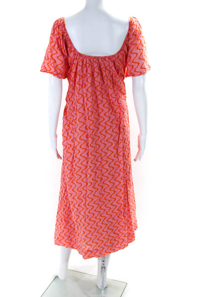 Zara Womens Pink Cotton Printed Scoop Neck Short Sleeve A-line Dress Size XS