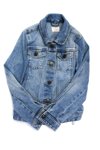 Crewcuts Childrens Girls Denim Button Down Long Sleeves Jacket Blue Size 8-9