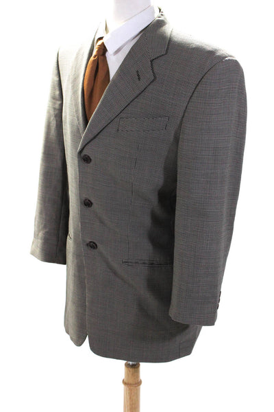 Armani Collezioni Mens Wool Notched Collar Three Button Blazer Brown Size 48R