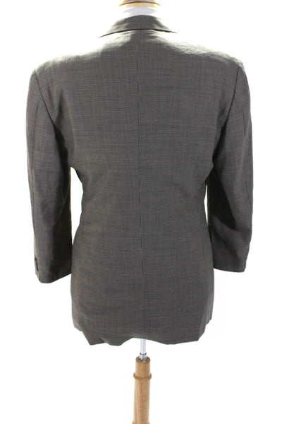 Armani Collezioni Mens Wool Notched Collar Three Button Blazer Brown Size 48R